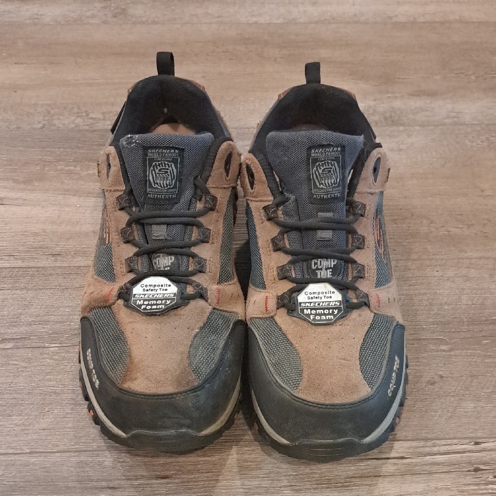 Skechers Brown and Black Construction Shoes With Comp Toe.